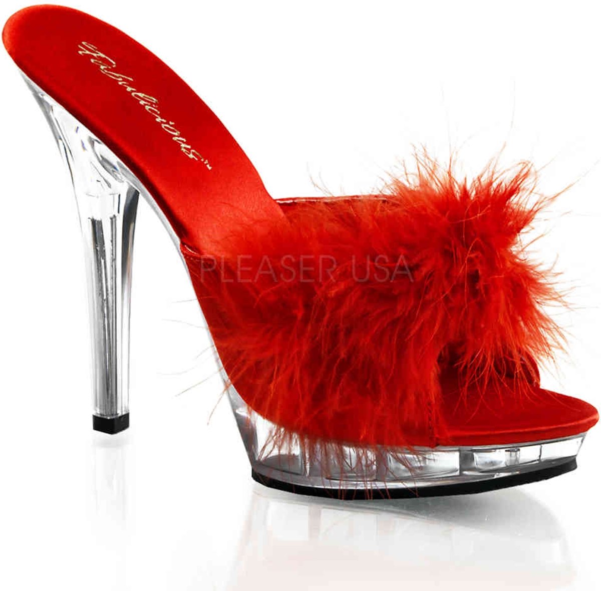 EU 35 = US 5 | LIP-101-8 | 5 Heel, 3/4 PF Marabou Slipper